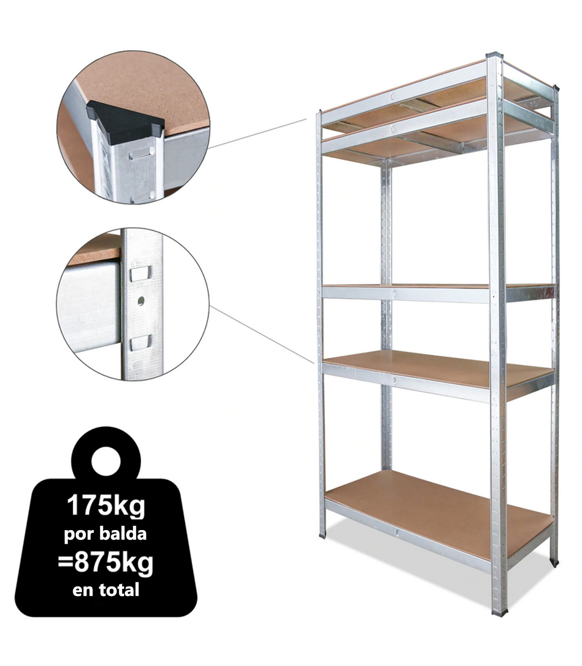 Estantería Modular Metálica de 5 baldas 1.8m - WONDUU