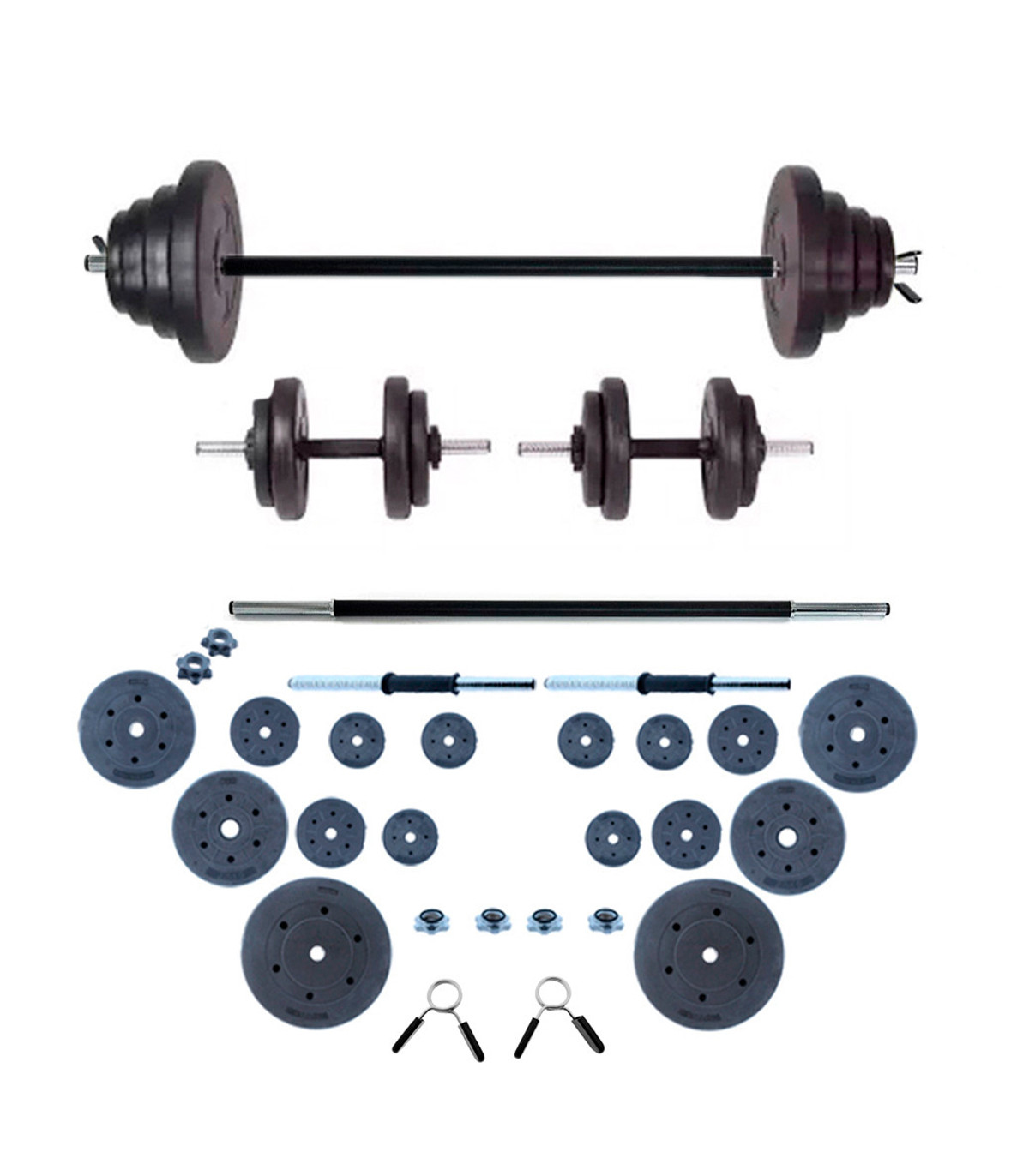 SPORTNOW Set de Musculación con 1 Barra y 6 Discos Barra de Pesas 30 kg con  Mancuernas para Entrenamiento 170x26x26 cm Rojo