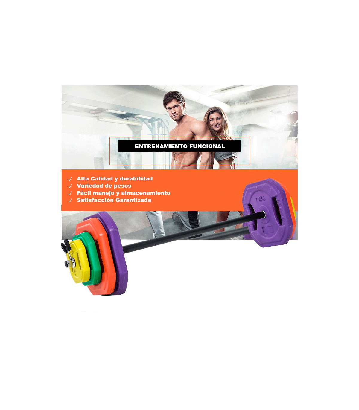 Barra de musculación y discos de pesas con Step - Viok Sport