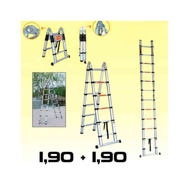 Escalera TelescÓpica Doble Y Extensible De Aluminio 